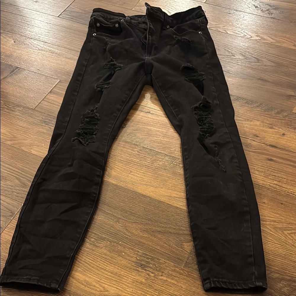 Aeropostale Sz 12 Black Distressed Jeggings